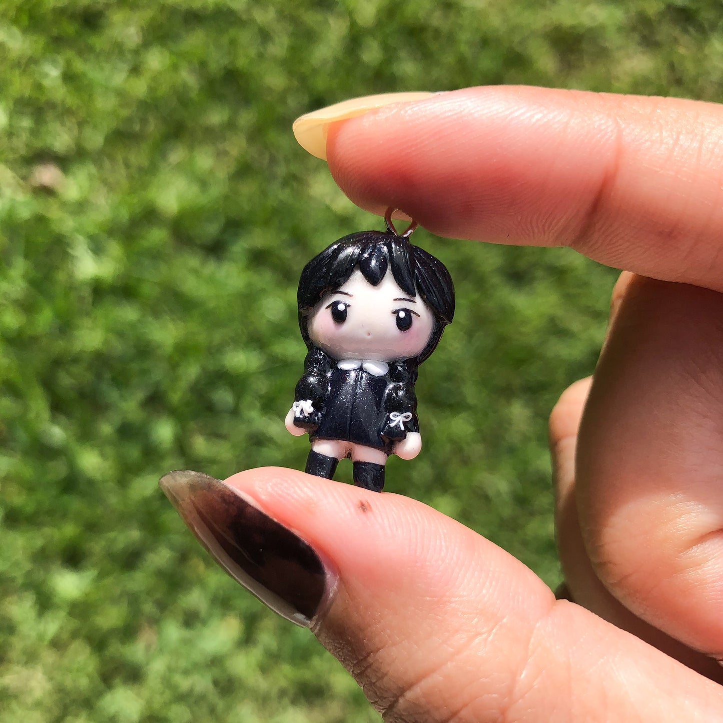 Wednesday Chibi Polymer Clay Charm