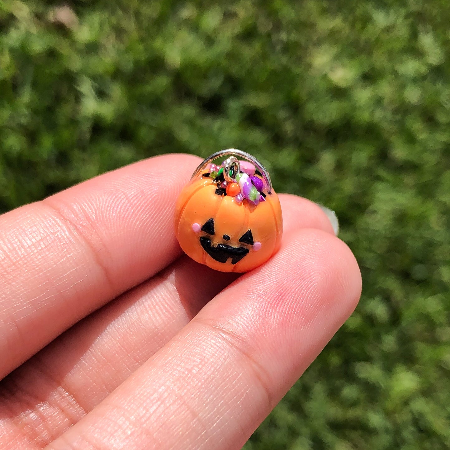 Jack-o-Lantern Polymer Clay Charm