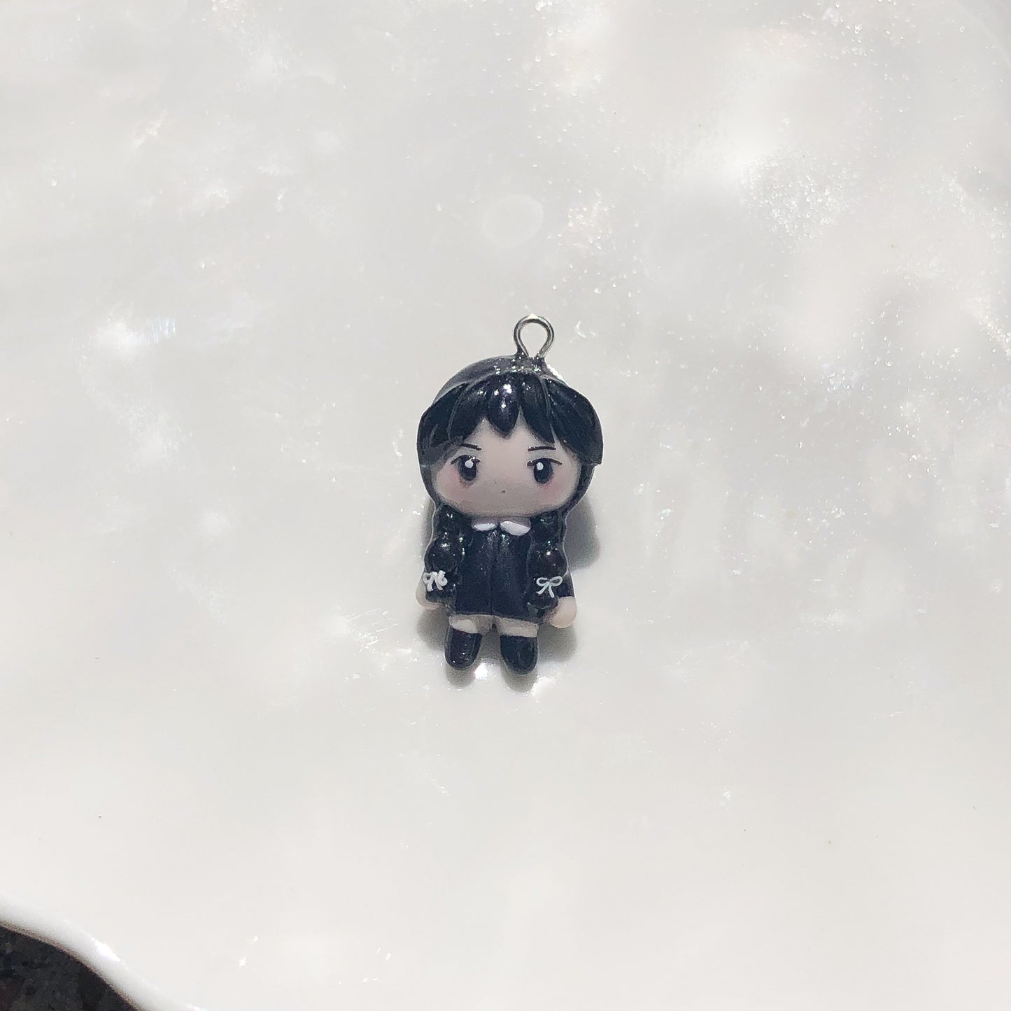 Wednesday Chibi Polymer Clay Charm