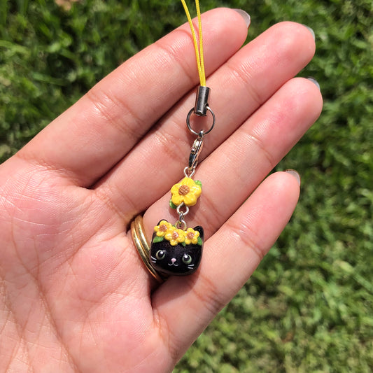 Sunflower Fall Kitty Polymer Clay Charm