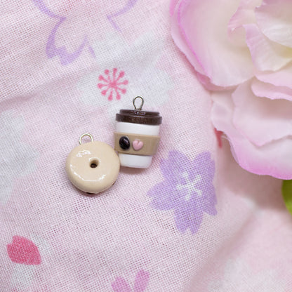 Coffee and Donut Matching Friendship Polymer Clay Charms