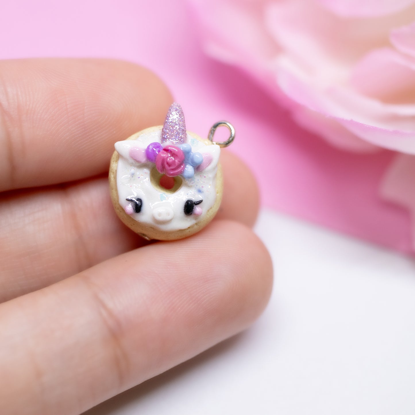 Unicorn Donut Polymer Clay Charm