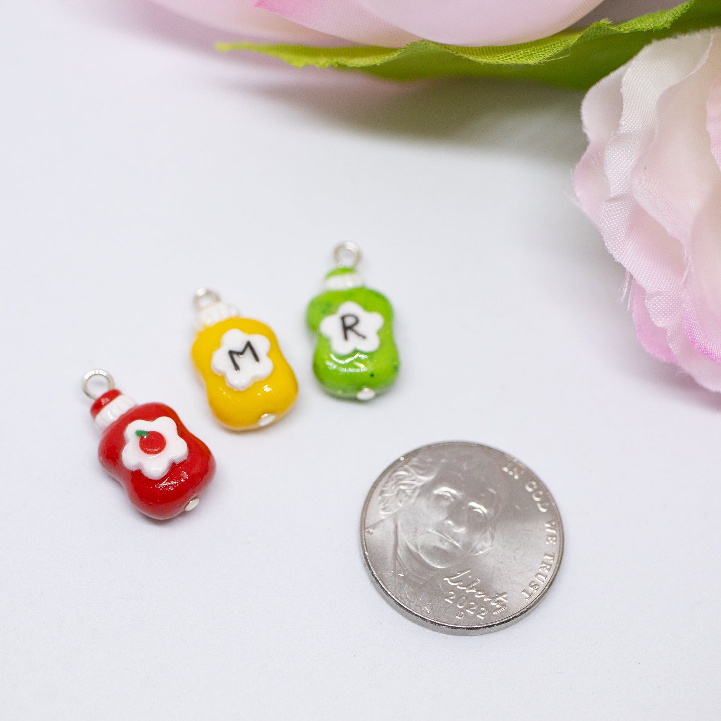 Ketchup Mustard and Relish Condiments Matching Friendship Polymer Clay Charms