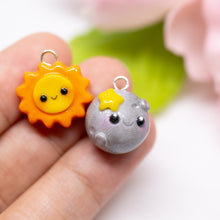 Load image into Gallery viewer, Sun n&#39; Moon BFF Couple Pair Polymer Clay Charms
