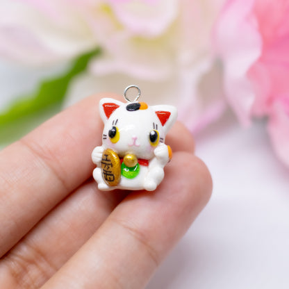 Maneki-neko Lucky Kitty Polymer Clay Charm (2 Styles Available)