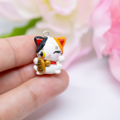 Maneki-neko Lucky Kitty Polymer Clay Charm (2 Styles Available)