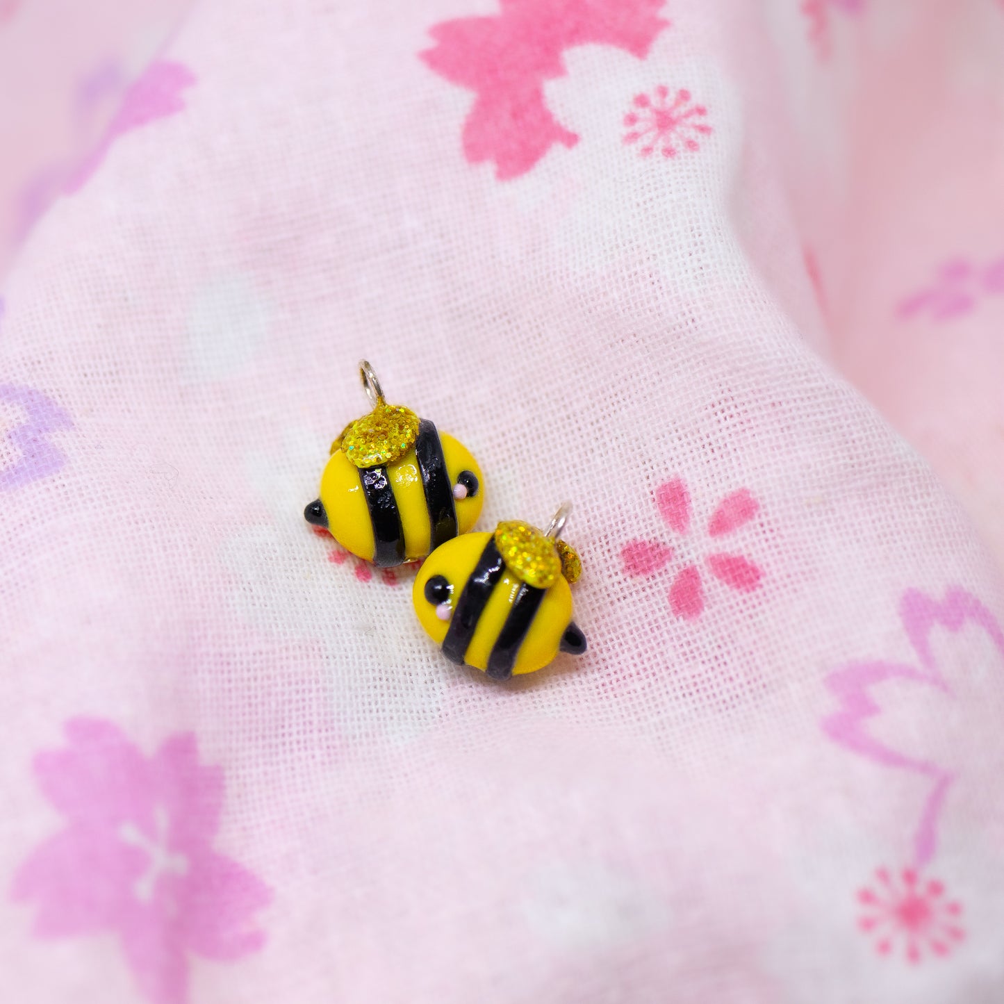 Silver or Gold Honey Bees Polymer Clay Charms (2 Styles Available)