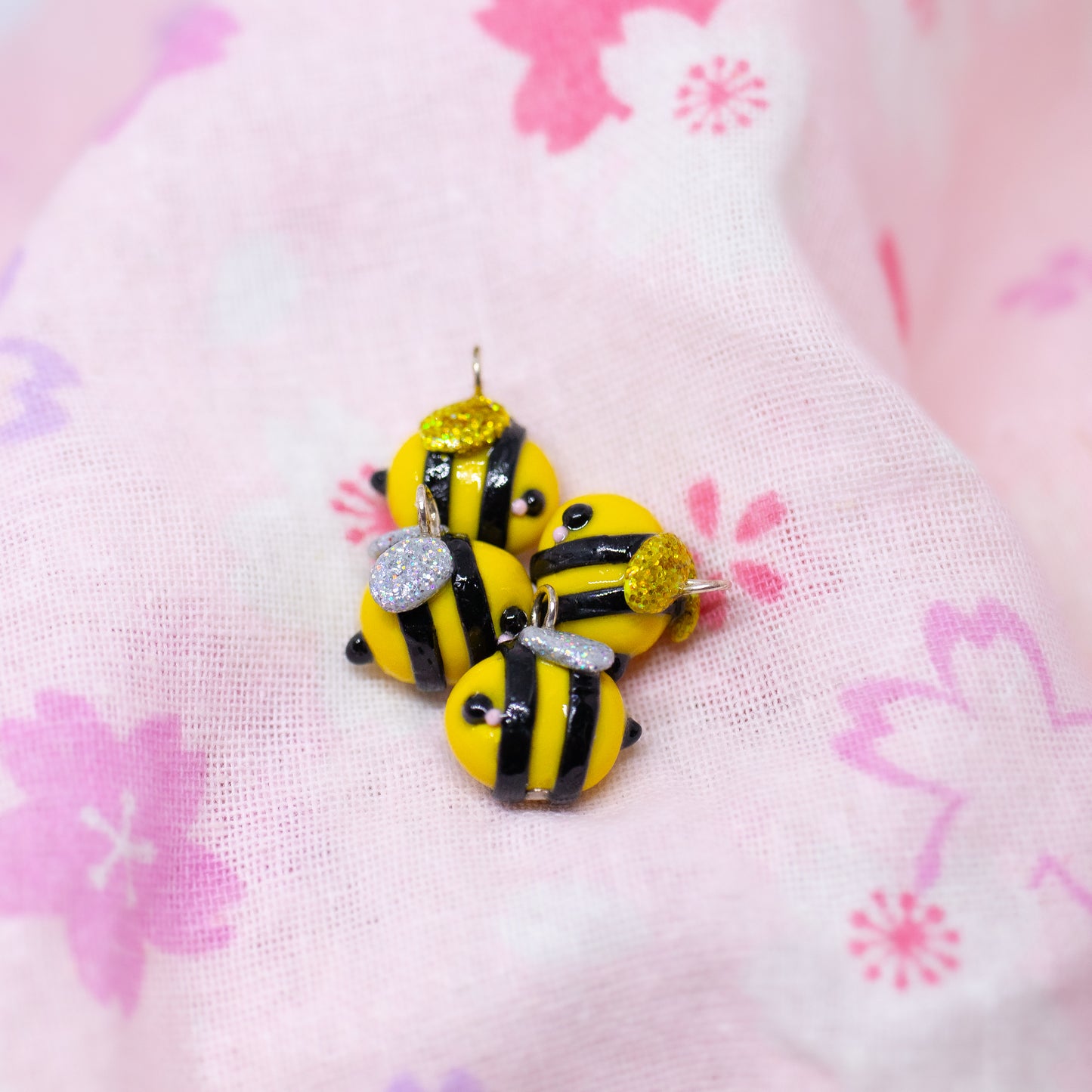 Silver or Gold Honey Bees Polymer Clay Charms (2 Styles Available)