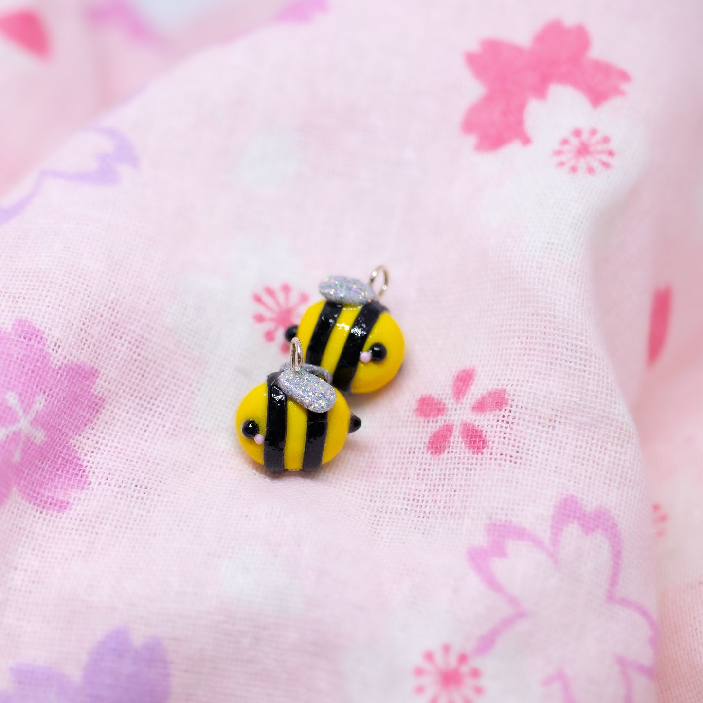 Silver or Gold Honey Bees Polymer Clay Charms (2 Styles Available)