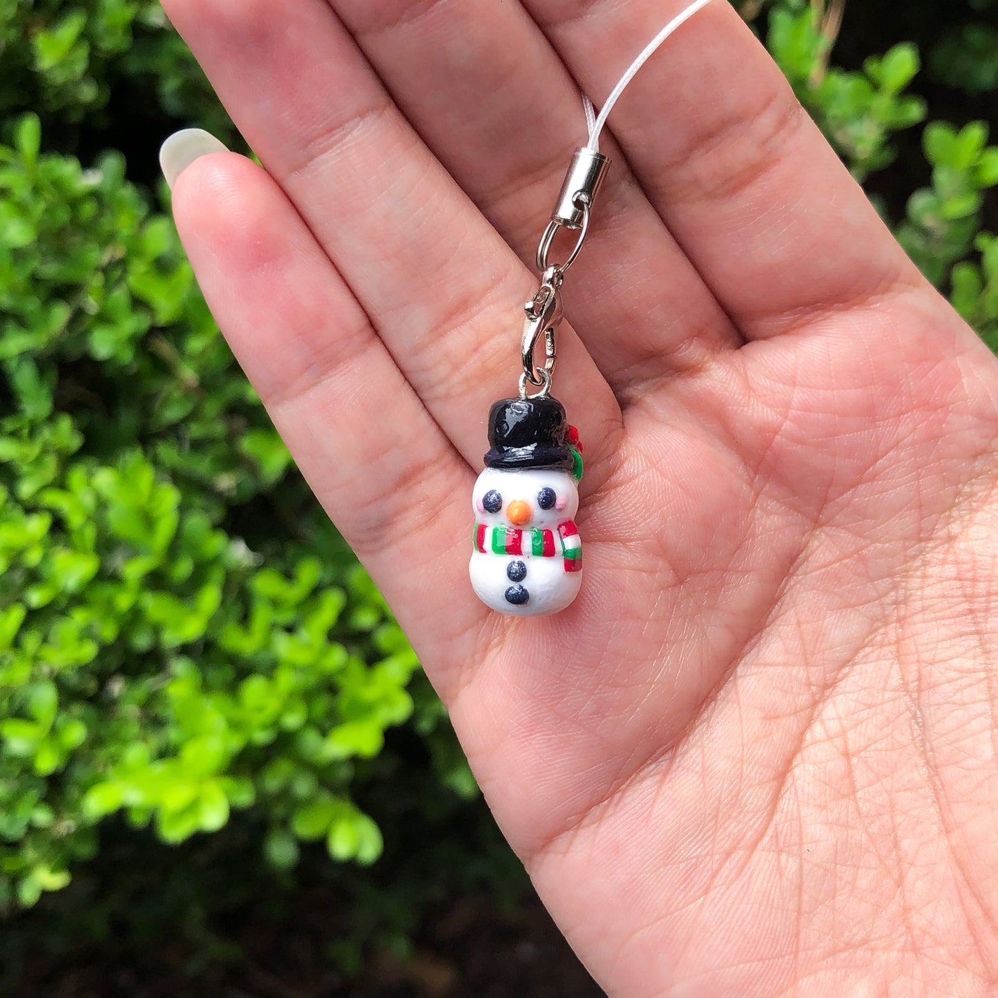 Snowman with Top Hat Polymer Clay Charm