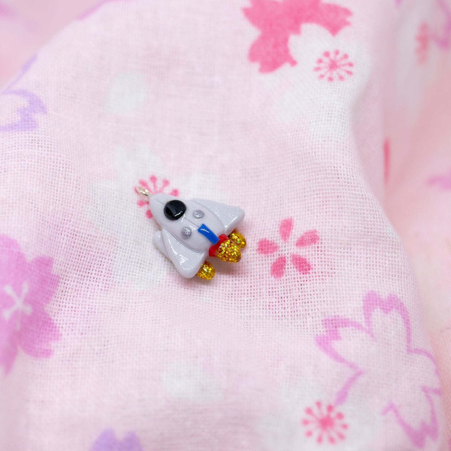 Spaceship Double Engine Glitter Polymer Clay Charm