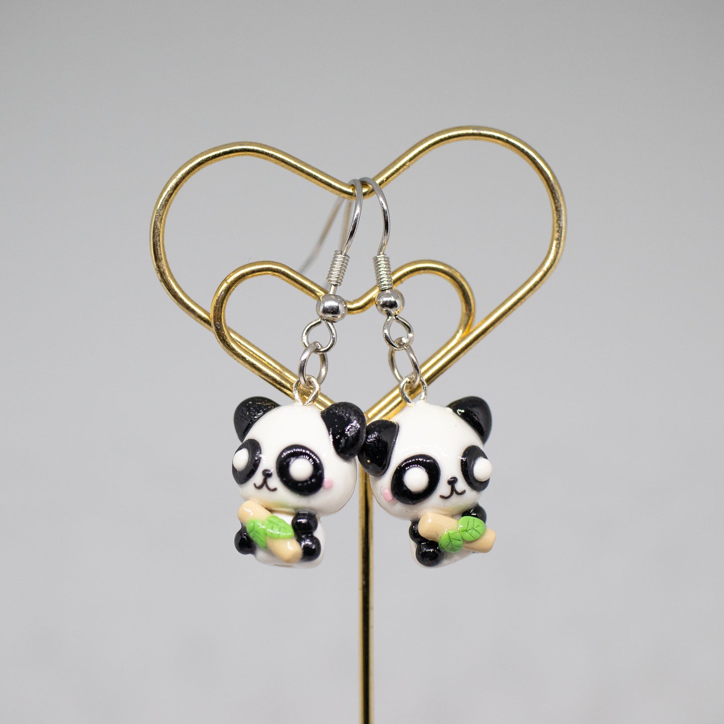 Panda Holding Bamboo Polymer Clay Charm