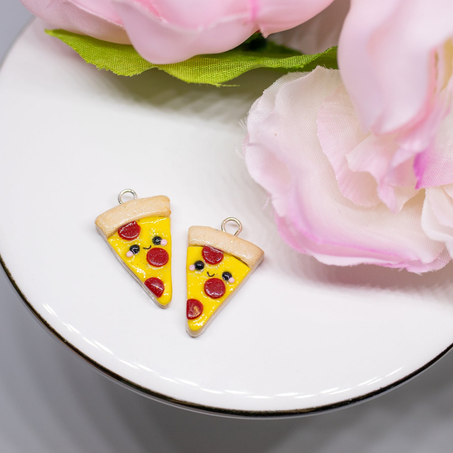 Pepperoni Pizza Slice Polymer Clay Charm