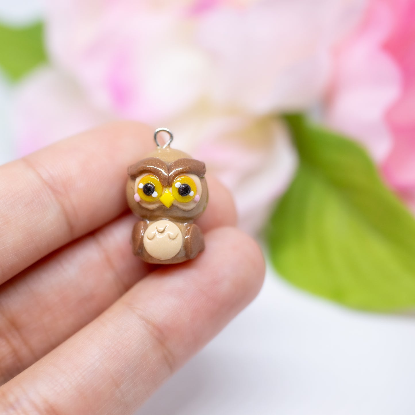 Brown Owl Polymer Clay Charm