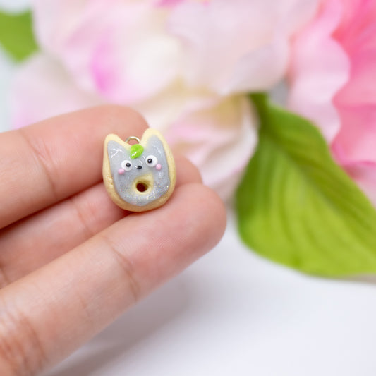 Grey Bunny Donut Polymer Clay Charm