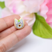 Load image into Gallery viewer, Grey Bunny Donut Polymer Clay Charm
