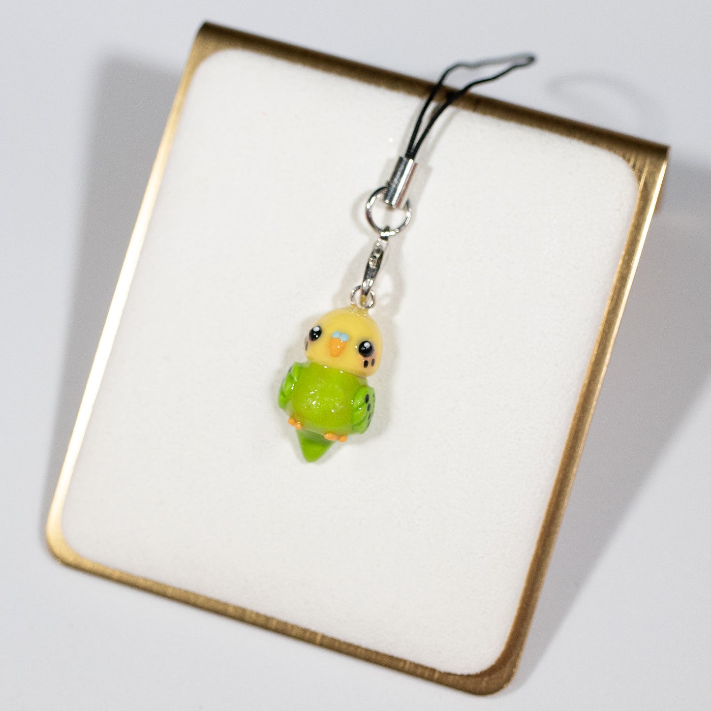 Green Budgie Polymer Clay Charm