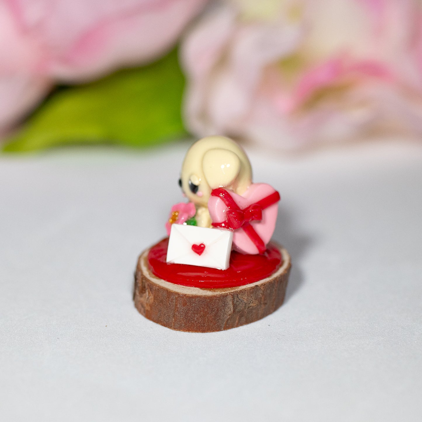 Small Doggy Valentine Figurine - Polymer Clay Figurine