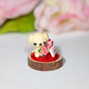Small Doggy Valentine Figurine - Polymer Clay Figurine