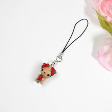 Load image into Gallery viewer, Red Rosy Valentine Brown Bear - Polymer Clay Charm
