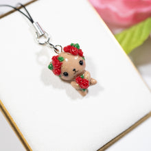 Load image into Gallery viewer, Red Rosy Valentine Brown Bear - Polymer Clay Charm
