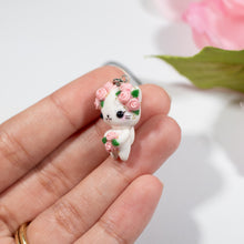 Load image into Gallery viewer, Pink Rosy Valentine Kitty - Polymer Clay Charm
