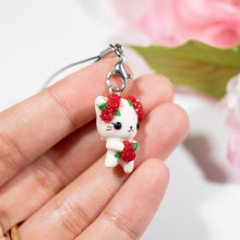 Load image into Gallery viewer, Red Rosy Valentine Kitty - Polymer Clay Charm
