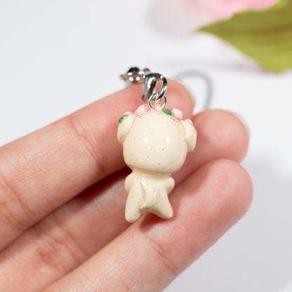 Pink Rosy Valentine Pup - Polymer Clay Charm