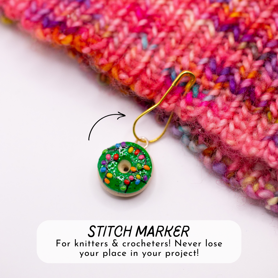 Lights - Christmas Donut Clay Charm | Stitch Marker