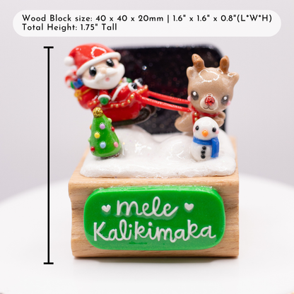 Mele Kalikimaka Santas Sleigh + Rudolph Figurine