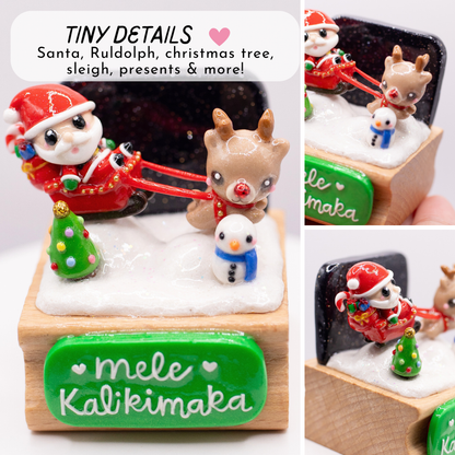 Mele Kalikimaka Santas Sleigh + Rudolph Figurine
