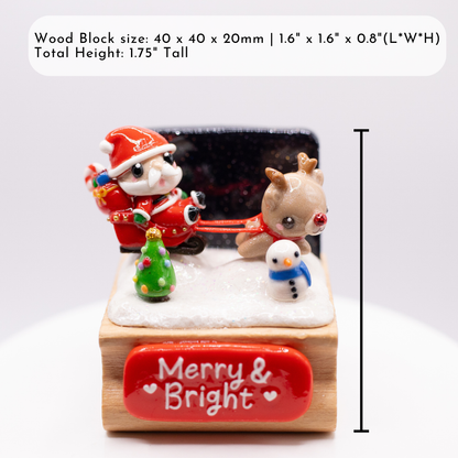 Merry & Bright Santas Sleigh + Rudolph Figurine