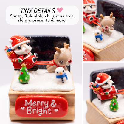 Merry & Bright Santas Sleigh + Rudolph Figurine