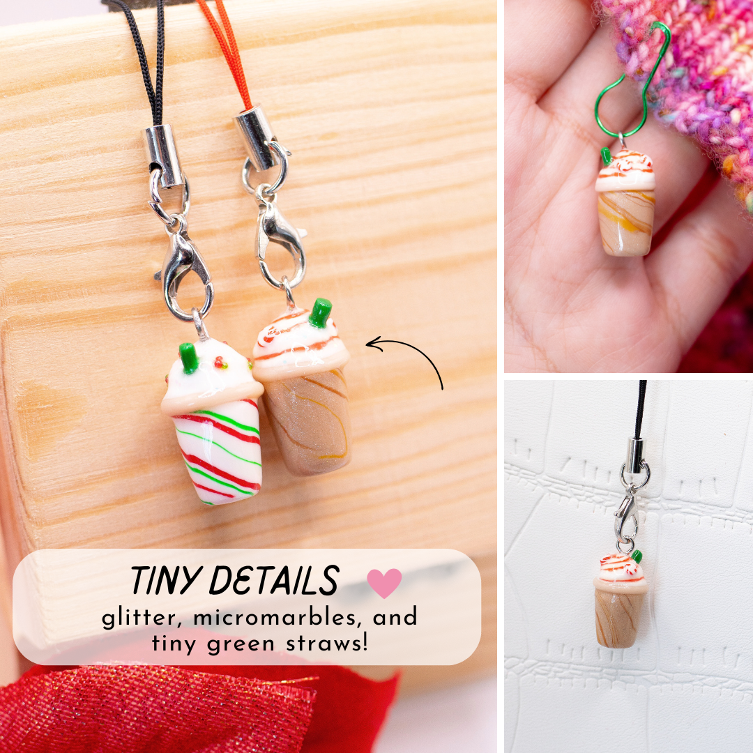 Peppermint Frappuccino Clay Charm | Stitch Marker
