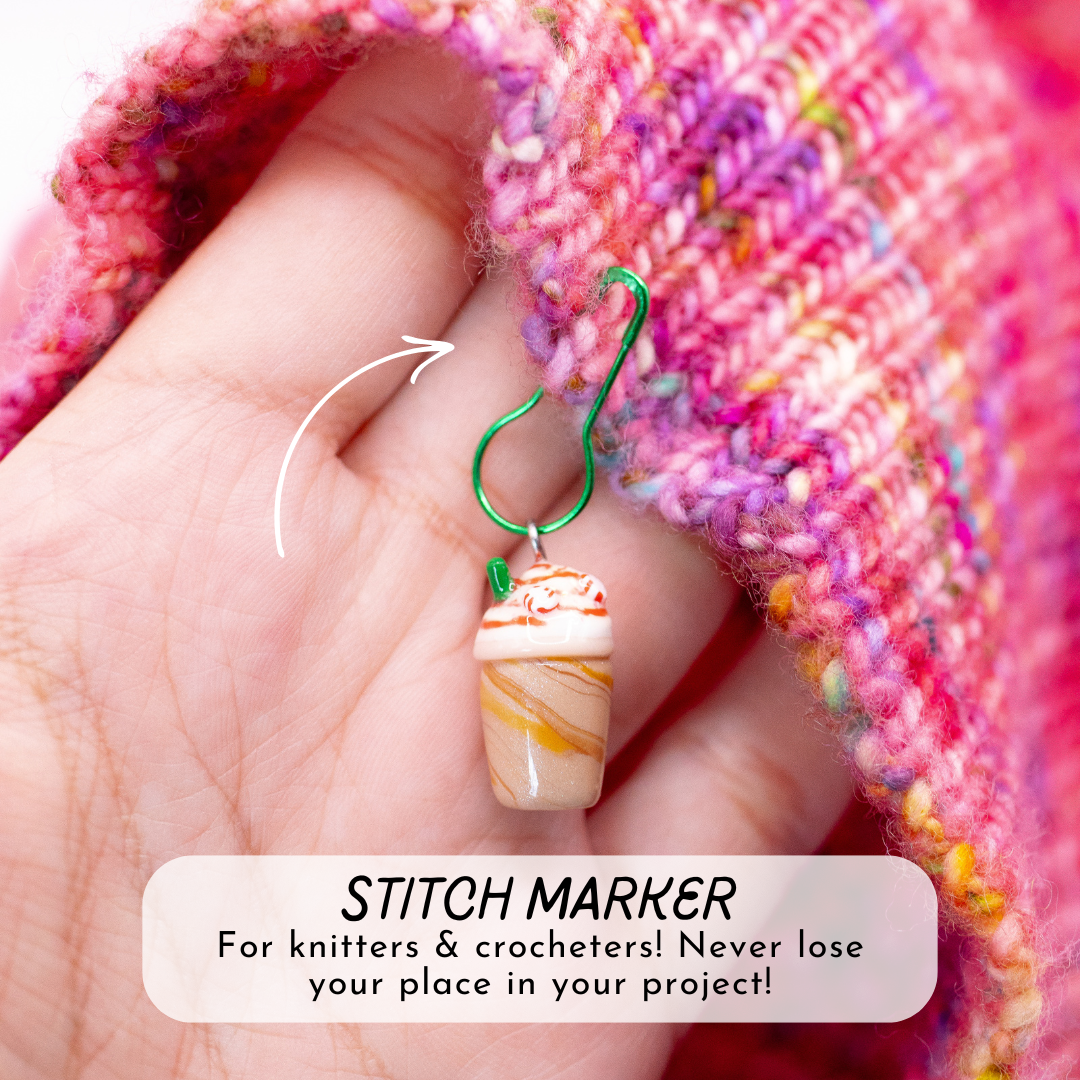 Peppermint Frappuccino Clay Charm | Stitch Marker