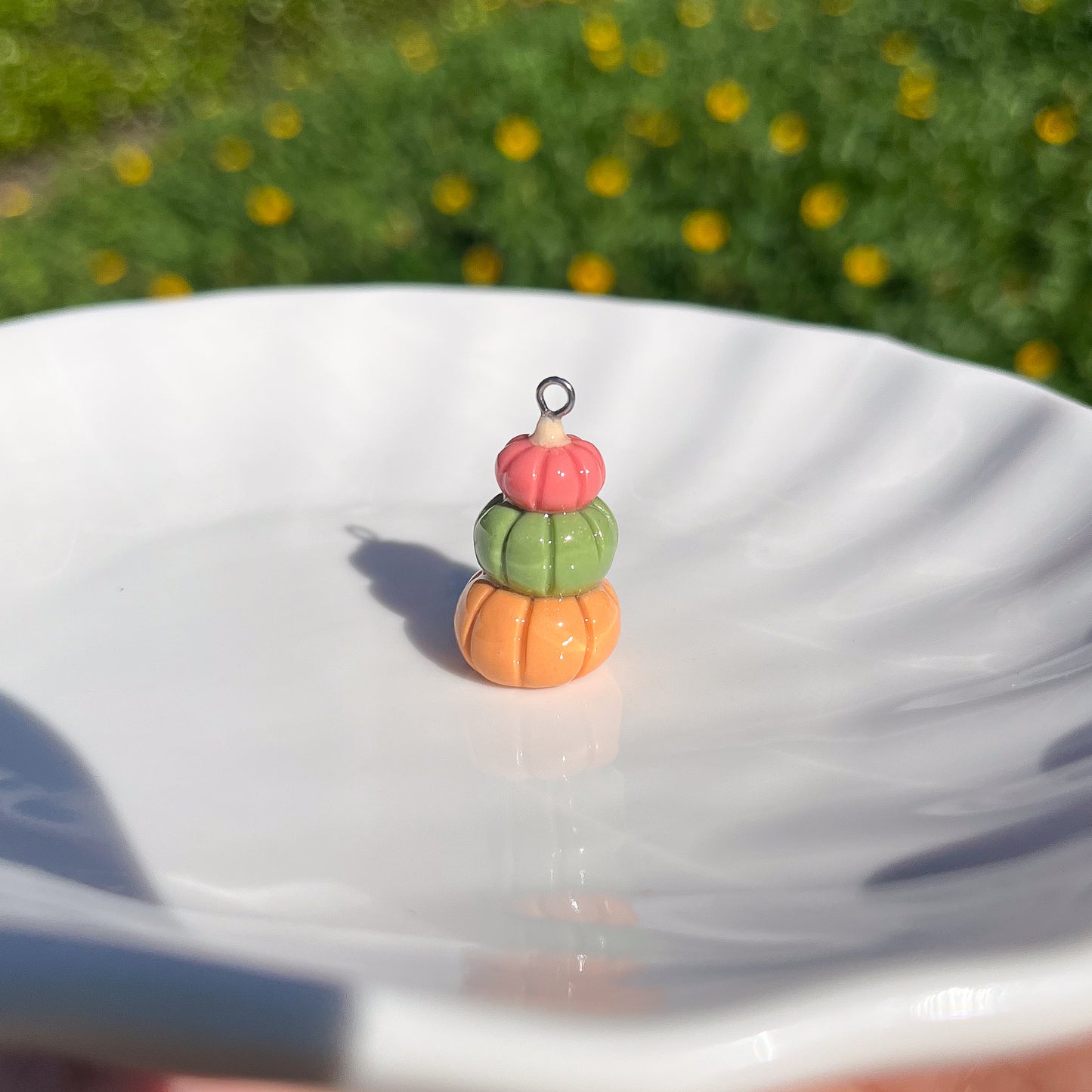 Pumpkin Stack Clay Charm