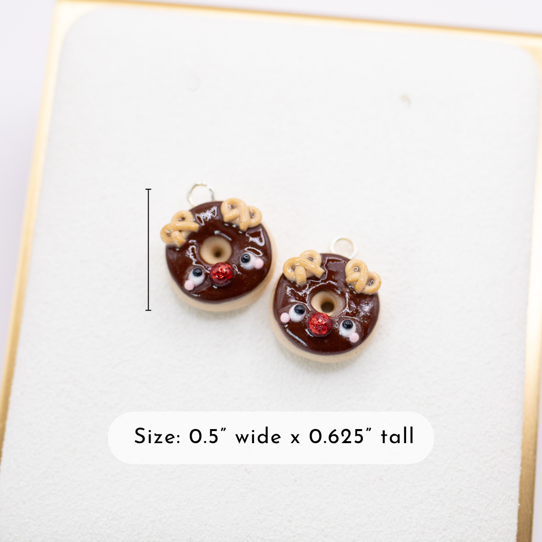 Rudolph - Christmas Donut Clay Charm | Stitch Marker