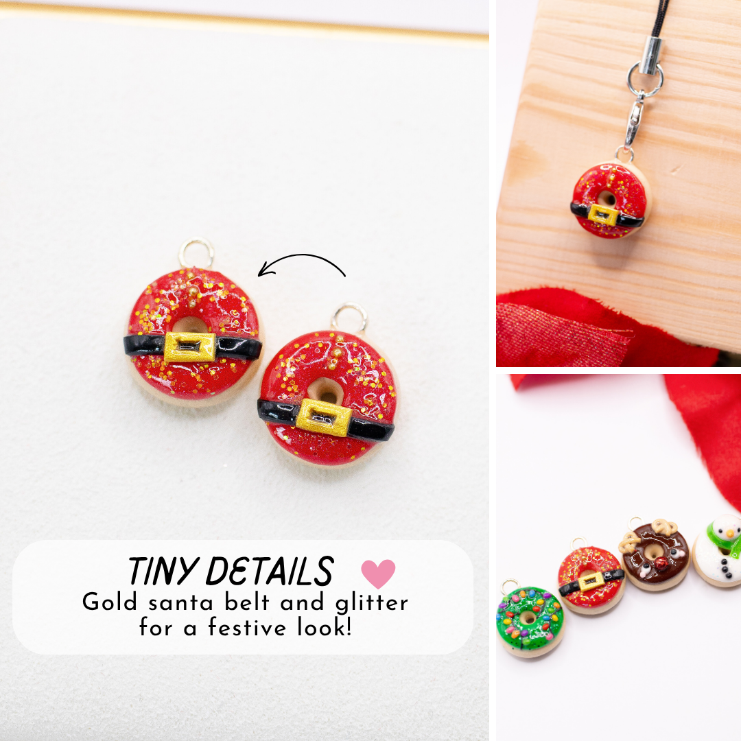 Santa's Belt - Christmas Donut Clay Charm | Stitch Marker