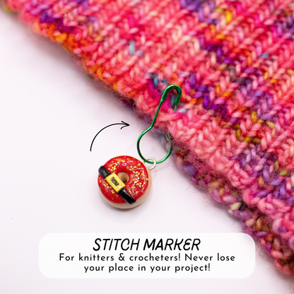 Santa's Belt - Christmas Donut Clay Charm | Stitch Marker