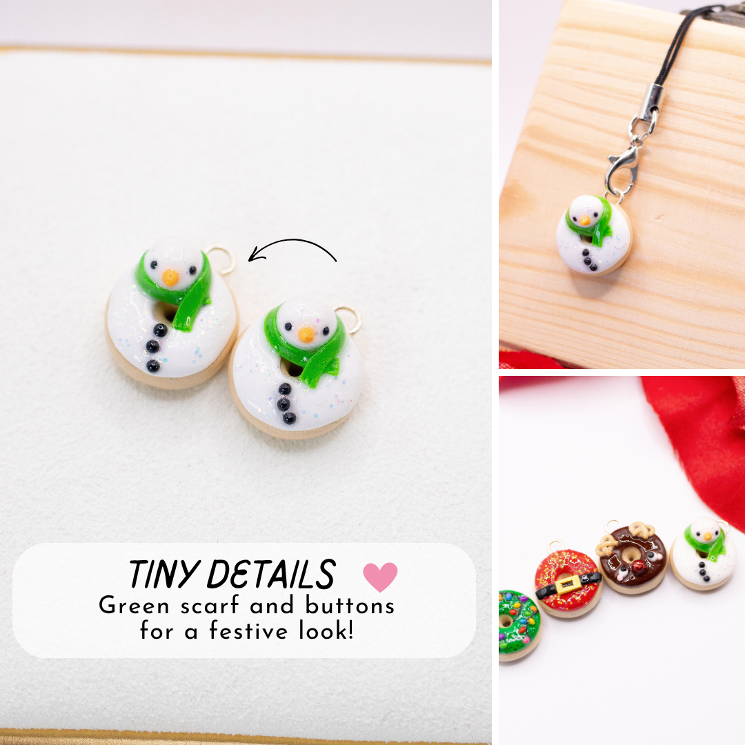 Snowman - Christmas Donut Clay Charm | Stitch Marker