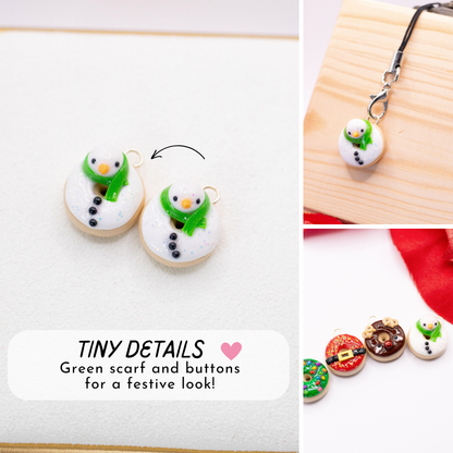 Snowman - Christmas Donut Clay Charm | Stitch Marker