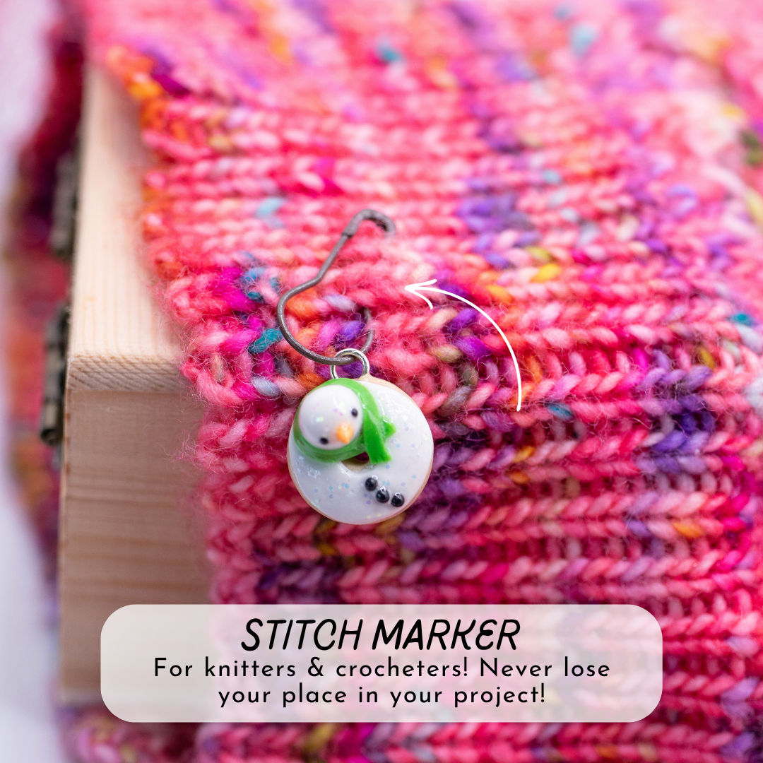 Snowman - Christmas Donut Clay Charm | Stitch Marker