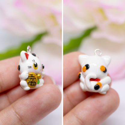 Maneki-neko Lucky Kitty Polymer Clay Charm (2 Styles Available)