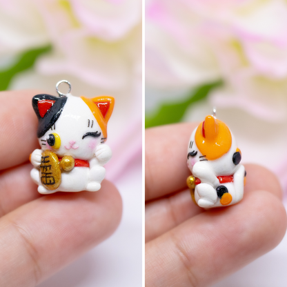 Maneki-neko Lucky Kitty Polymer Clay Charm (2 Styles Available)