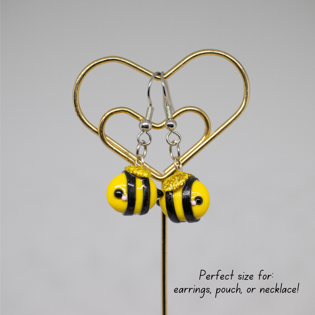 Silver or Gold Honey Bees Polymer Clay Charms (2 Styles Available)