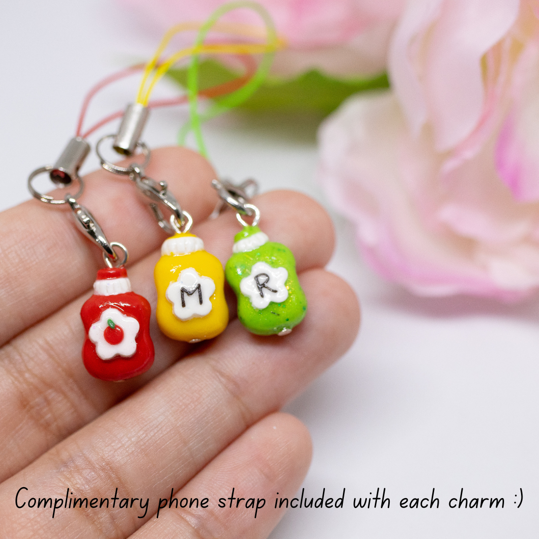 Ketchup Mustard and Relish Condiments Matching Friendship Polymer Clay Charms