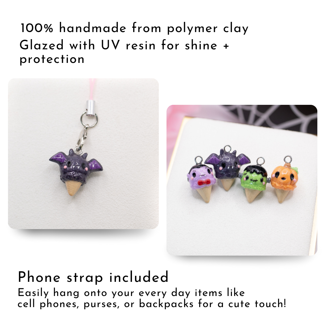 Bat Ice Cream Clay Charm