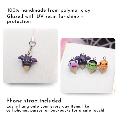Bat Ice Cream Clay Charm