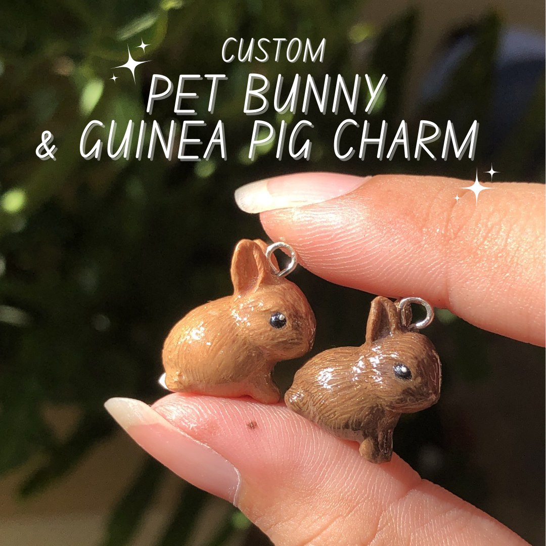 Custom Pet Portrait Bunny/Guinea Pig Polymer Clay Charm