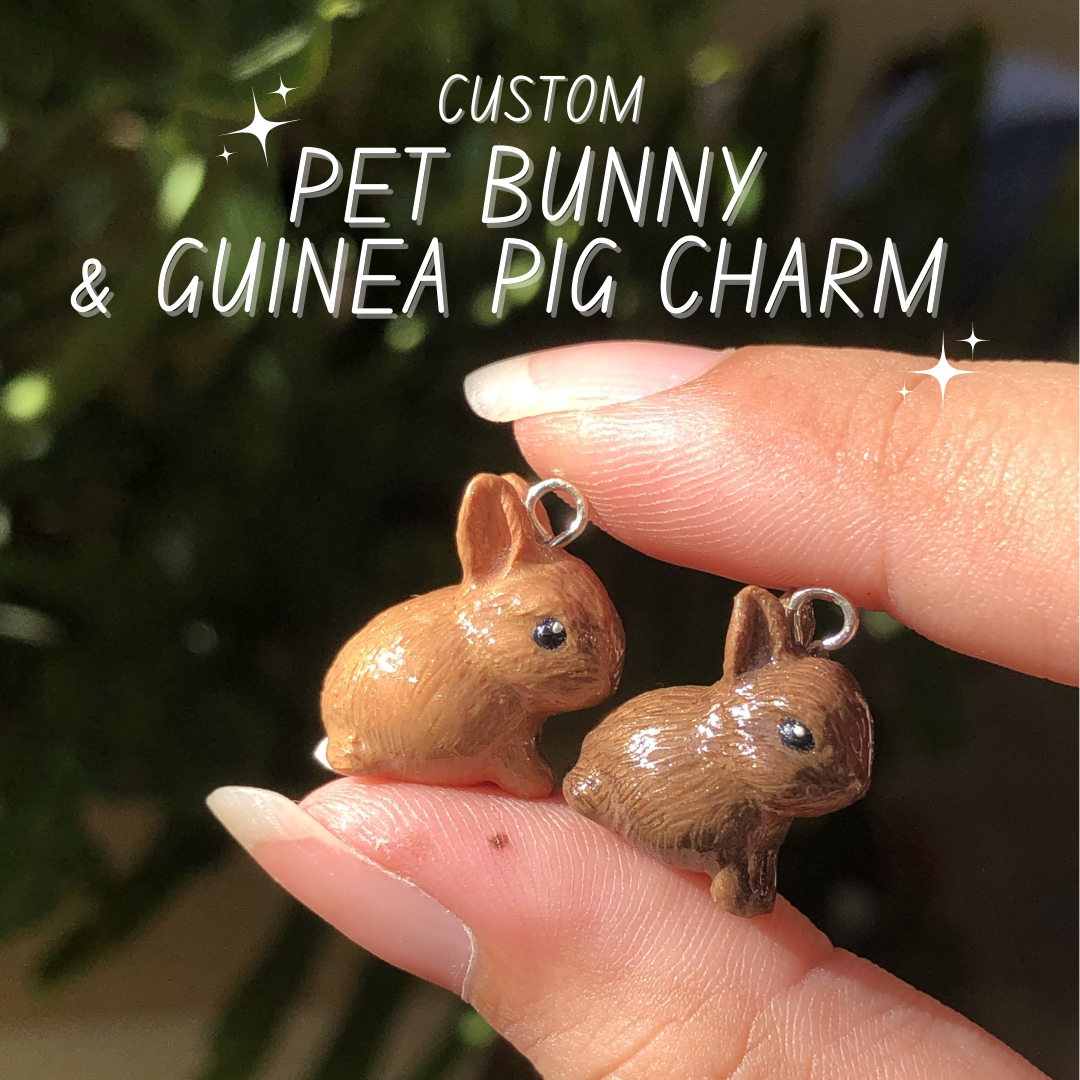 Customized Pet Bunny Guinea Pig Polymer Clay Charm Oahu Charms